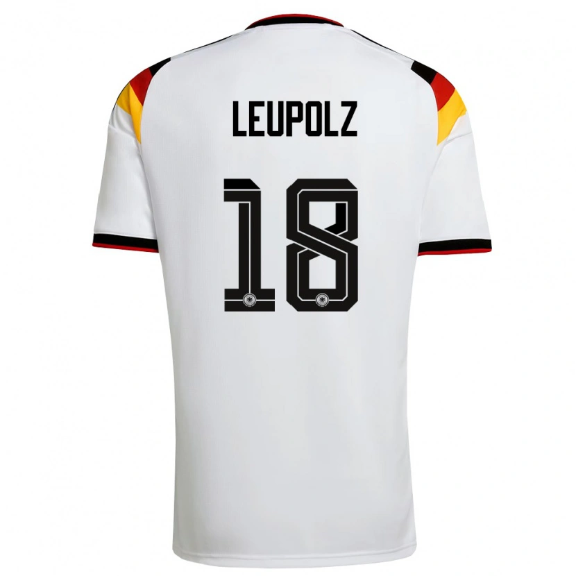 Danxen Hombre Camiseta Alemania Melanie Leupolz #18 Blanco Negro Rojo 1ª Equipación 26-28 La Camisa