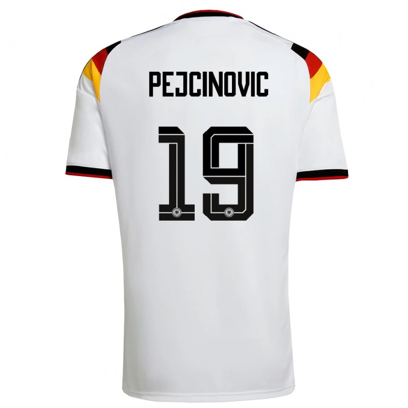 Danxen Hombre Camiseta Alemania Dzenan Pejcinovic #19 Blanco Negro Rojo 1ª Equipación 26-28 La Camisa