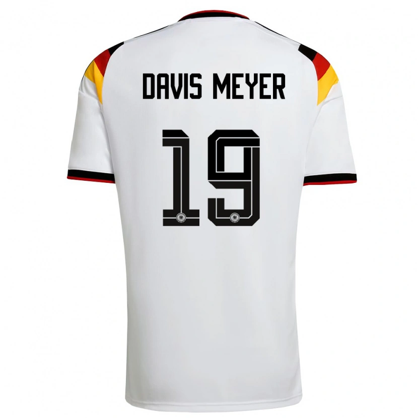 Danxen Hombre Camiseta Alemania John Davis Meyer #19 Blanco Negro Rojo 1ª Equipación 26-28 La Camisa