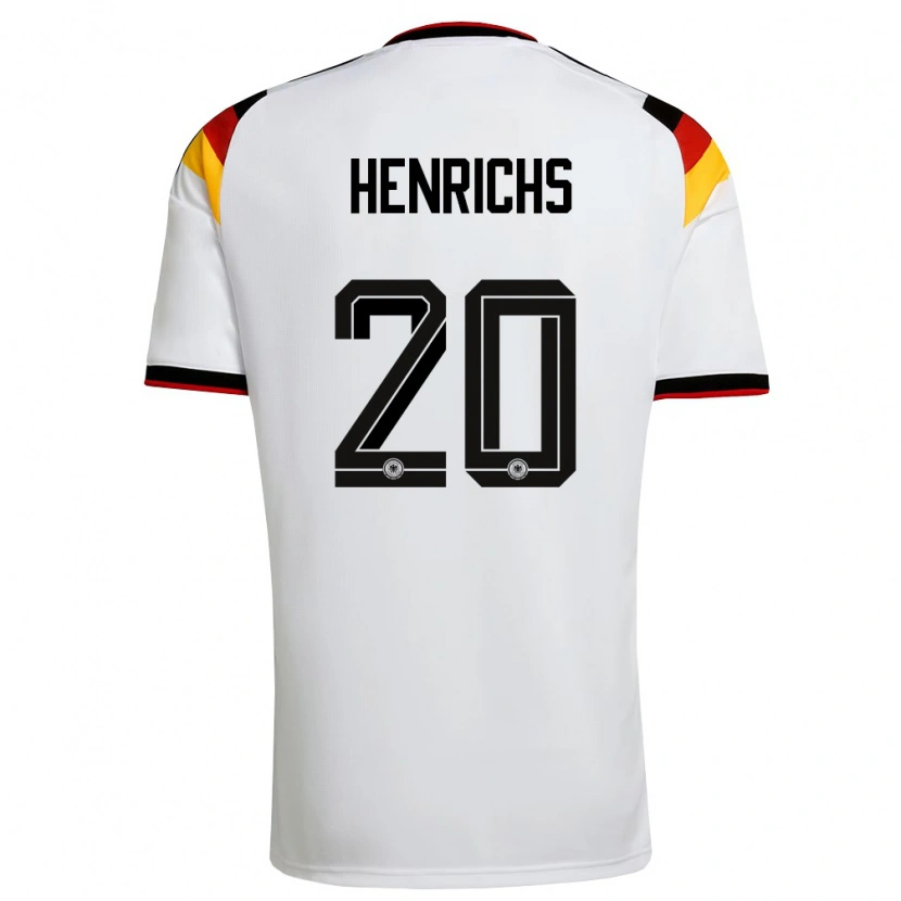 Danxen Hombre Camiseta Alemania Benjamin Henrichs #20 Blanco Negro Rojo 1ª Equipación 26-28 La Camisa