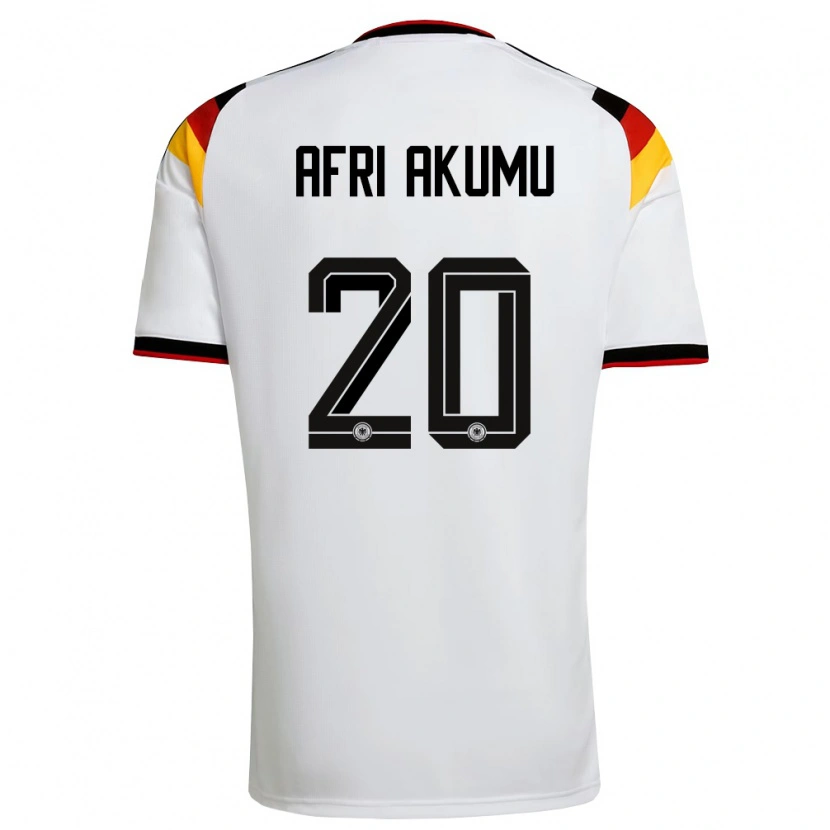 Danxen Hombre Camiseta Alemania Maik Afri Akumu #20 Blanco Negro Rojo 1ª Equipación 26-28 La Camisa