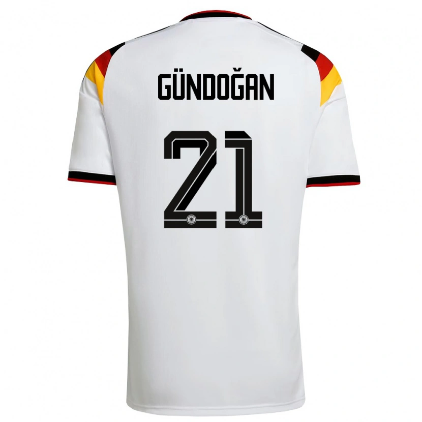 Danxen Hombre Camiseta Alemania Ilkay Gundogan #21 Blanco Negro Rojo 1ª Equipación 26-28 La Camisa