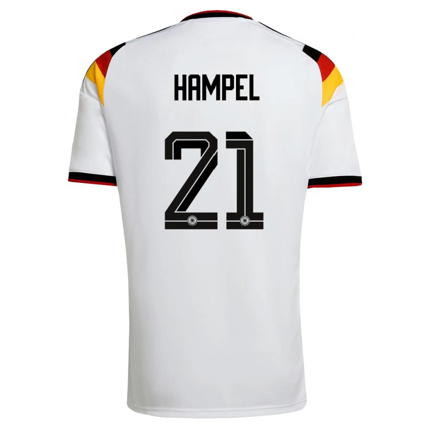 Danxen Hombre Camiseta Alemania Luca Hampel #21 Blanco Negro Rojo 1ª Equipación 26-28 La Camisa