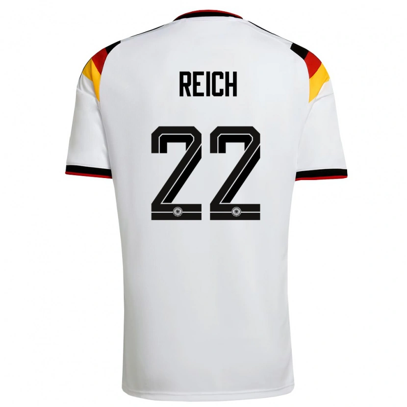 Danxen Hombre Camiseta Alemania Lukas Reich #22 Blanco Negro Rojo 1ª Equipación 26-28 La Camisa