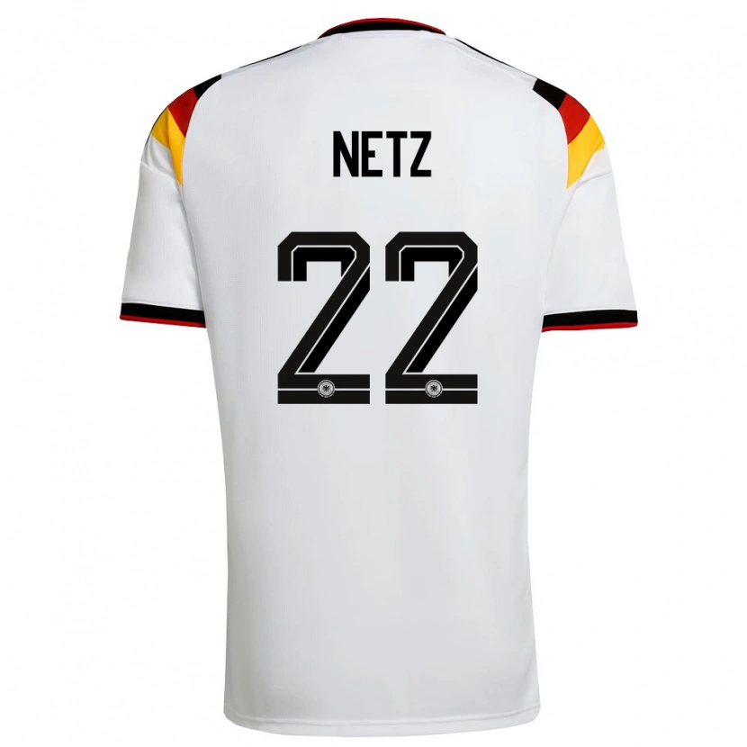 Danxen Hombre Camiseta Alemania Luca Netz #22 Blanco Negro Rojo 1ª Equipación 26-28 La Camisa