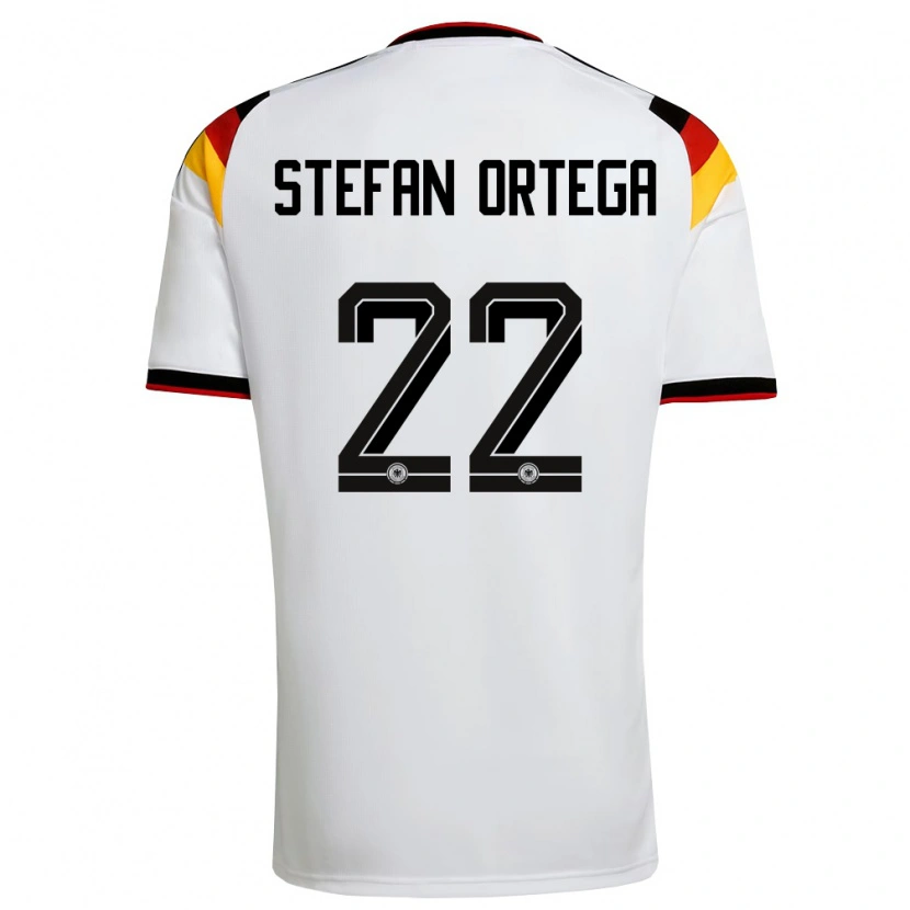 Danxen Hombre Camiseta Alemania Stefan Ortega #22 Blanco Negro Rojo 1ª Equipación 26-28 La Camisa