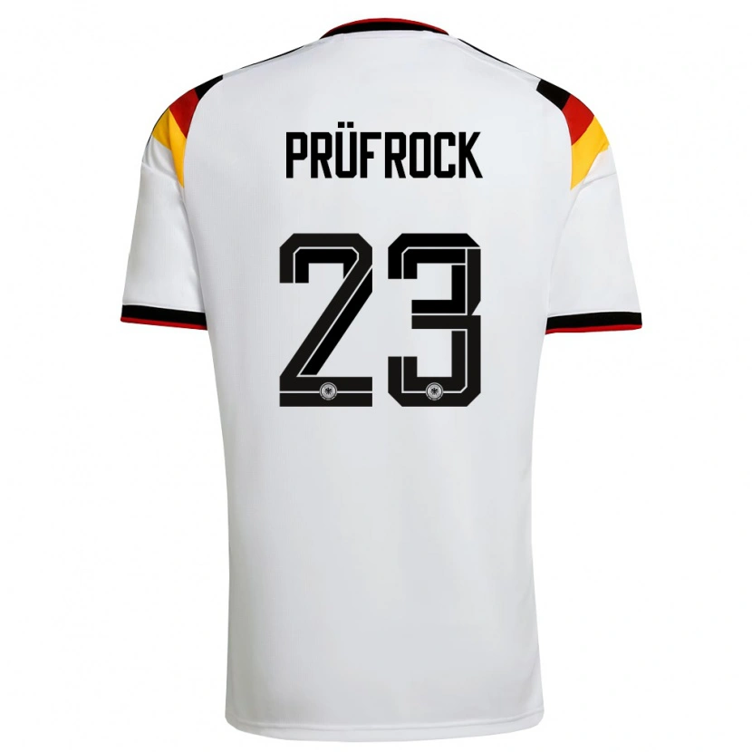 Danxen Hombre Camiseta Alemania Silas Prüfrock #23 Blanco Negro Rojo 1ª Equipación 26-28 La Camisa