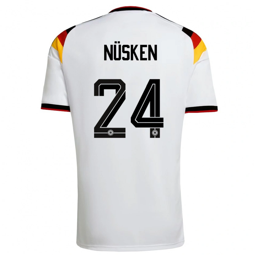 Danxen Hombre Camiseta Alemania Sjoeke Nusken #24 Blanco Negro Rojo 1ª Equipación 26-28 La Camisa