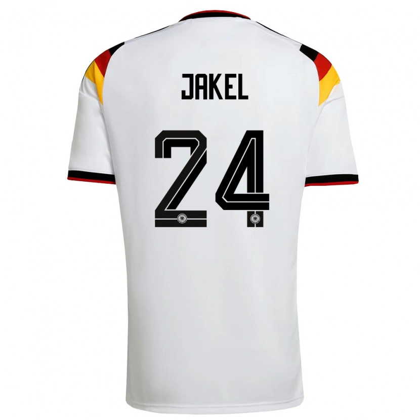 Danxen Hombre Camiseta Alemania Frederik Jakel #24 Blanco Negro Rojo 1ª Equipación 26-28 La Camisa