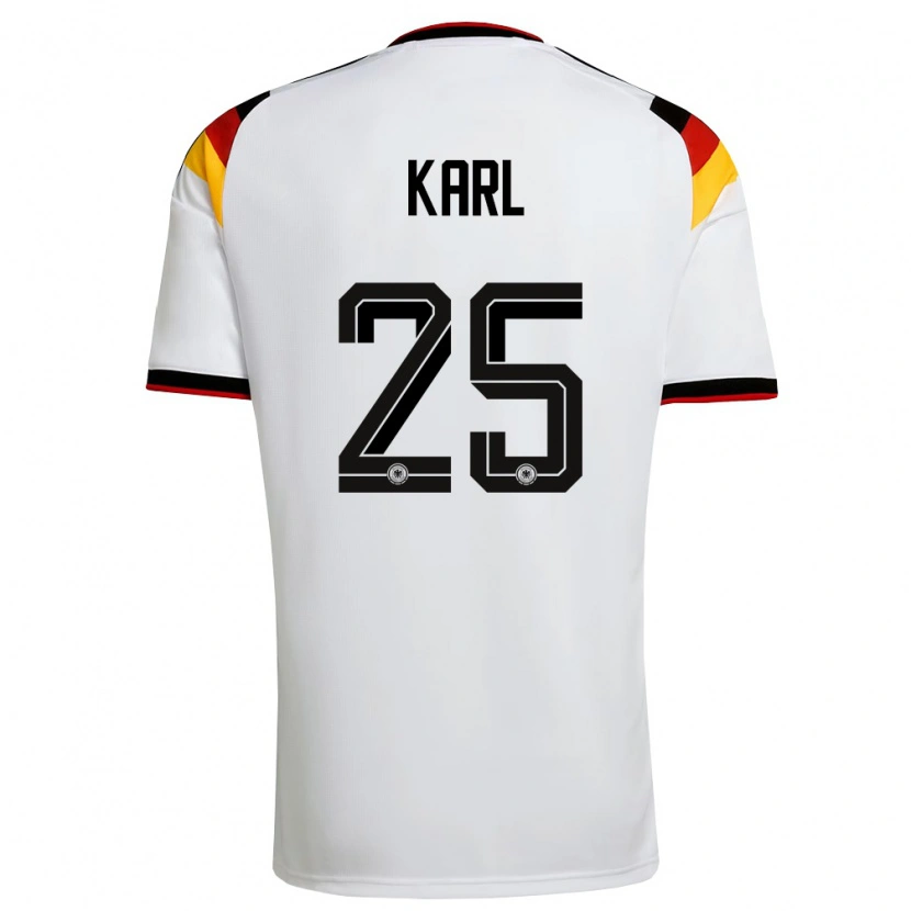 Danxen Hombre Camiseta Alemania Lennart Karl #25 Blanco Negro Rojo 1ª Equipación 26-28 La Camisa