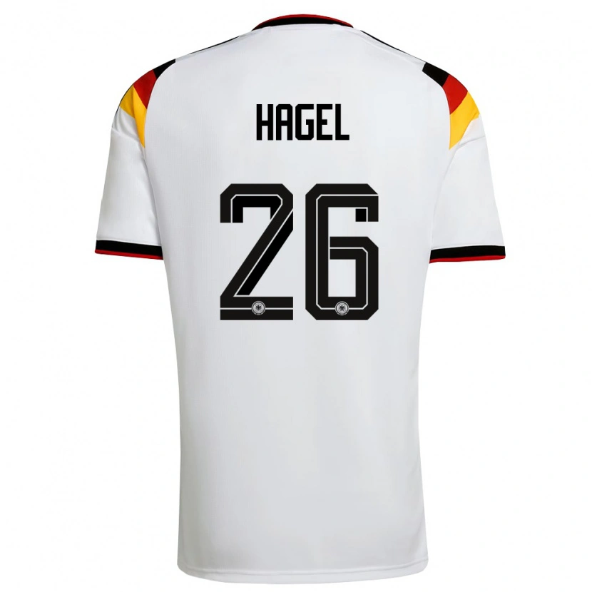 Danxen Hombre Camiseta Alemania Chantal Hagel #26 Blanco Negro Rojo 1ª Equipación 26-28 La Camisa