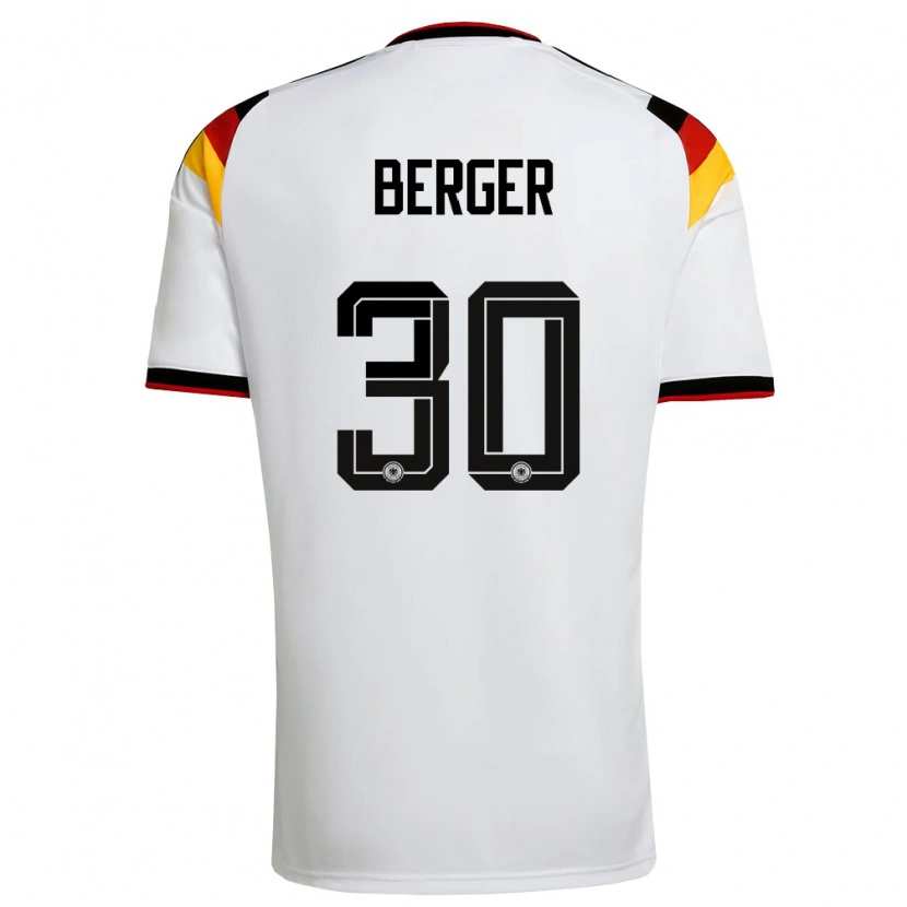 Danxen Hombre Camiseta Alemania Ann Katrin Berger #30 Blanco Negro Rojo 1ª Equipación 26-28 La Camisa