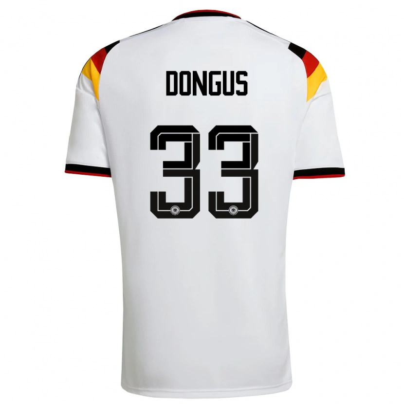 Danxen Hombre Camiseta Alemania Fabienne Dongus #33 Blanco Negro Rojo 1ª Equipación 26-28 La Camisa