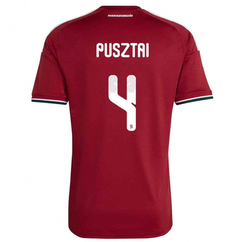 Danxen Hombre Camiseta Hungría Sára Pusztai #4 Rojo Blanco Verde 1ª Equipación 26-28 La Camisa
