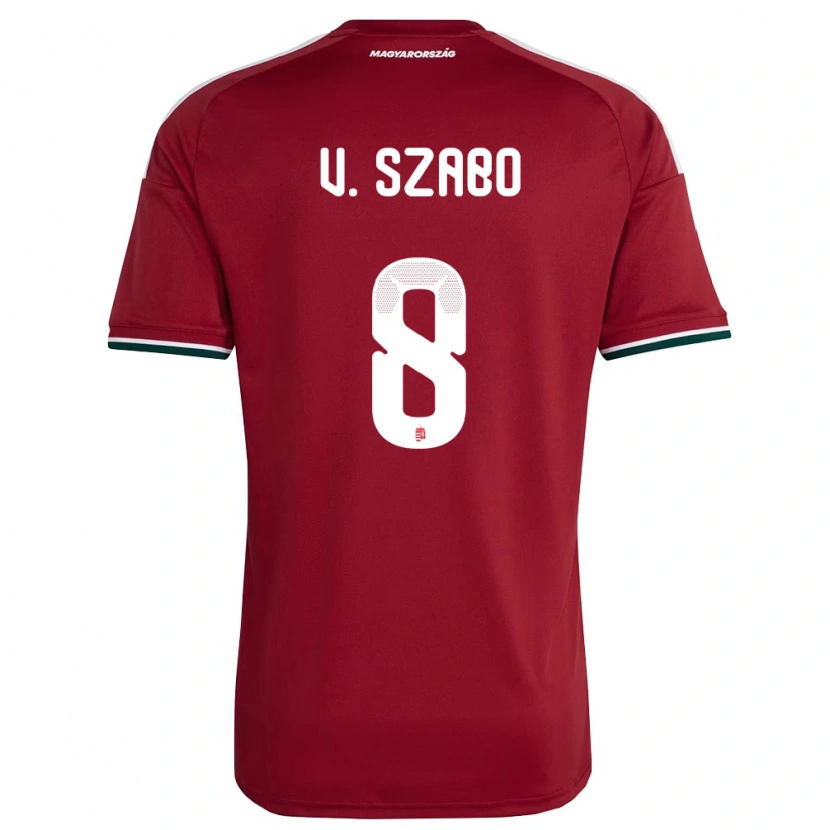 Danxen Hombre Camiseta Hungría Viktória Szabó #8 Rojo Blanco Verde 1ª Equipación 26-28 La Camisa