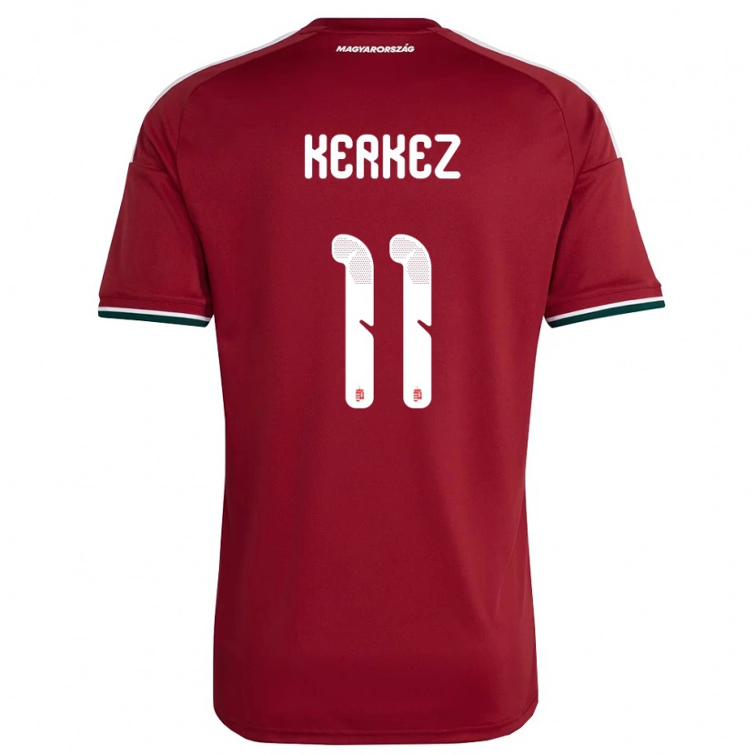 Danxen Hombre Camiseta Hungría Milos Kerkez #11 Rojo Blanco Verde 1ª Equipación 26-28 La Camisa
