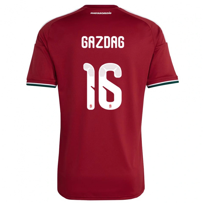 Danxen Hombre Camiseta Hungría Dániel Gazdag #16 Rojo Blanco Verde 1ª Equipación 26-28 La Camisa