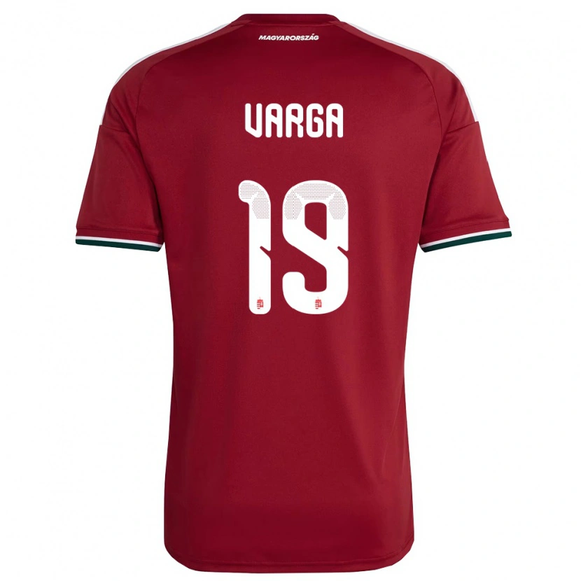 Danxen Hombre Camiseta Hungría Barnabás Varga #19 Rojo Blanco Verde 1ª Equipación 26-28 La Camisa