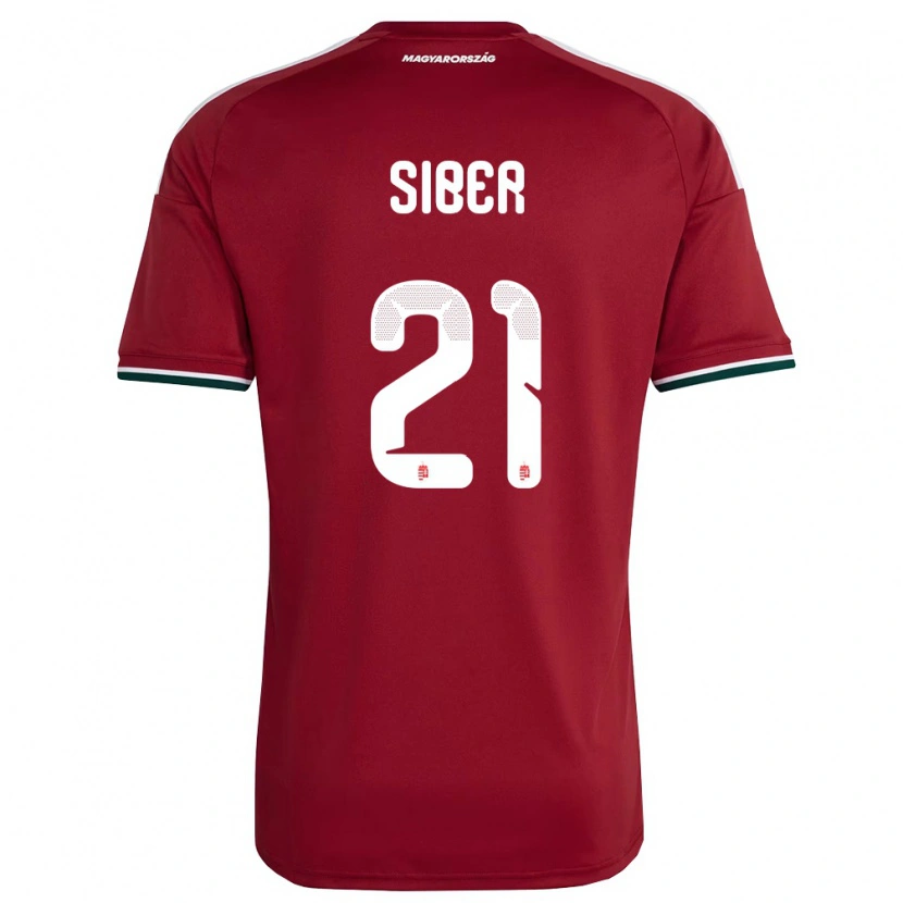 Danxen Hombre Camiseta Hungría Glória Siber #21 Rojo Blanco Verde 1ª Equipación 26-28 La Camisa
