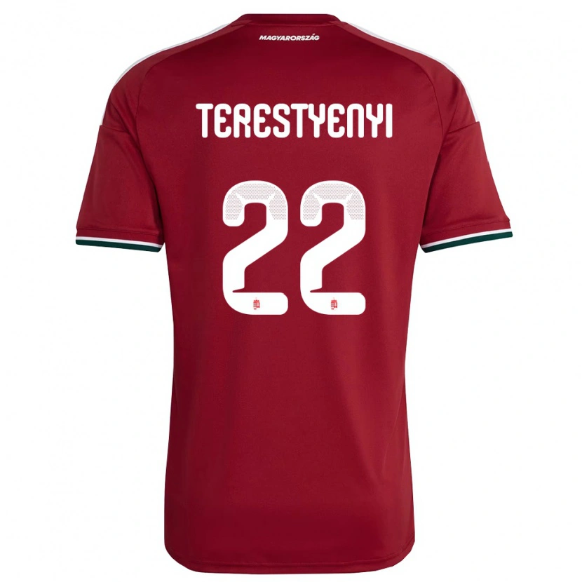 Danxen Hombre Camiseta Hungría Anna Terestyényi #22 Rojo Blanco Verde 1ª Equipación 26-28 La Camisa