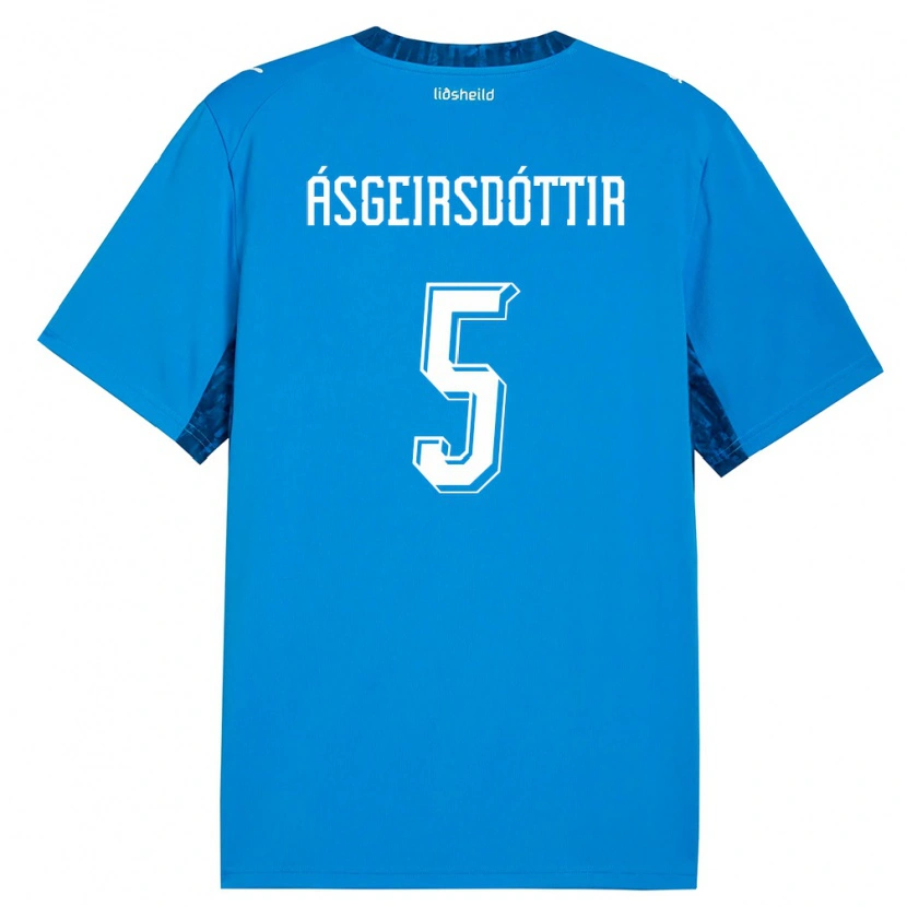 Danxen Hombre Camiseta Islandia Emilía Kiær Ásgeirsdóttir #5 Azul Marino 1ª Equipación 26-28 La Camisa