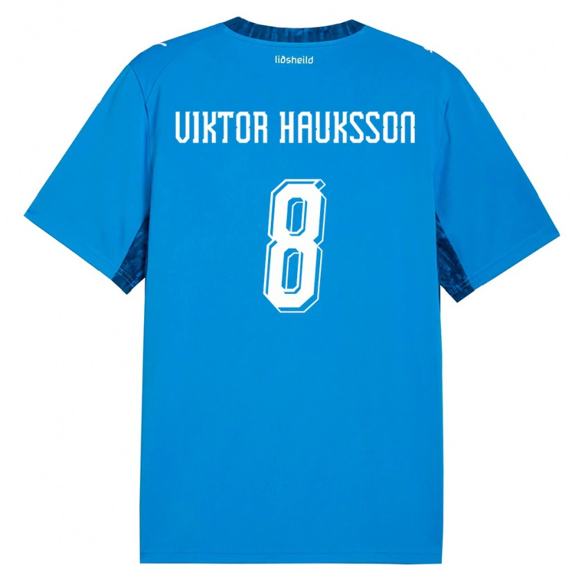 Danxen Hombre Camiseta Islandia Jón Viktor Hauksson #8 Azul Marino 1ª Equipación 26-28 La Camisa