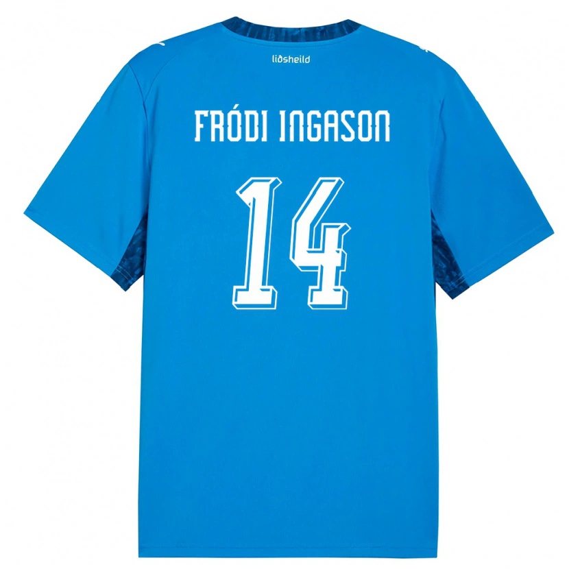 Danxen Hombre Camiseta Islandia Helgi Fródi Ingason #14 Azul Marino 1ª Equipación 26-28 La Camisa