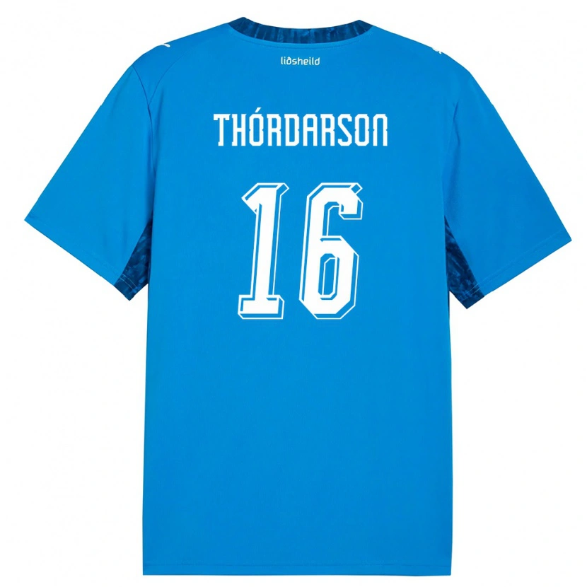 Danxen Hombre Camiseta Islandia Gísli Thórdarson #16 Azul Marino 1ª Equipación 26-28 La Camisa