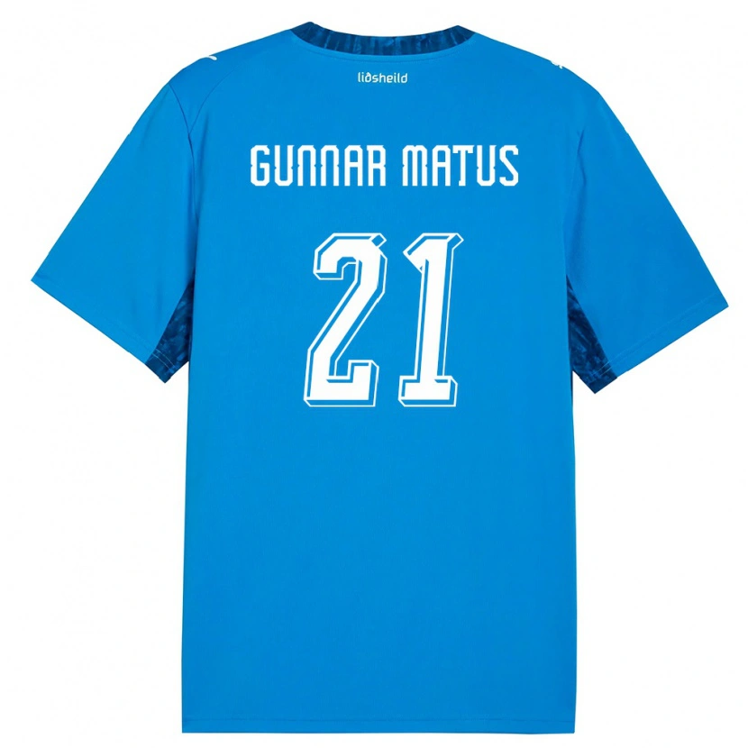 Danxen Hombre Camiseta Islandia Aron Gunnar Matus #21 Azul Marino 1ª Equipación 26-28 La Camisa