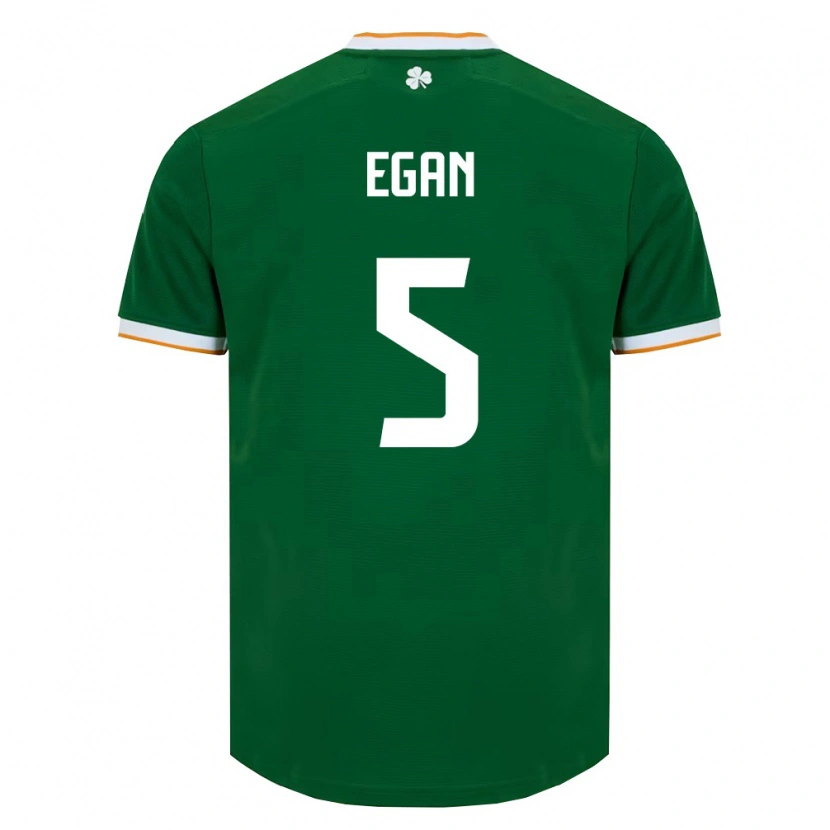 Danxen Hombre Camiseta Irlanda John Egan #5 Verde Oscuro Blanco 1ª Equipación 26-28 La Camisa