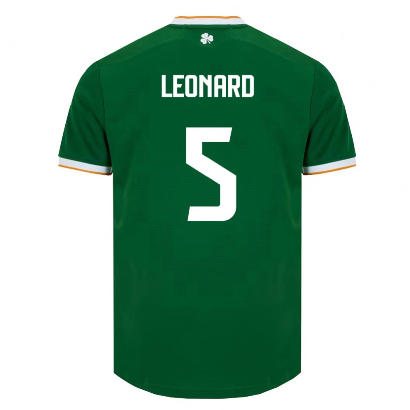 Danxen Hombre Camiseta Irlanda Vinnie Leonard #5 Verde Oscuro Blanco 1ª Equipación 26-28 La Camisa