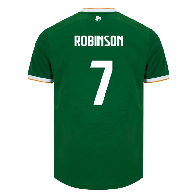 Danxen Hombre Camiseta Irlanda Callum Robinson #7 Verde Oscuro Blanco 1ª Equipación 26-28 La Camisa