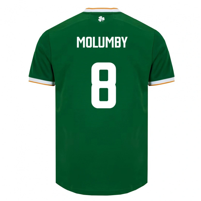 Danxen Hombre Camiseta Irlanda Jayson Molumby #8 Verde Oscuro Blanco 1ª Equipación 26-28 La Camisa
