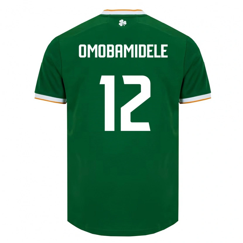 Danxen Hombre Camiseta Irlanda Andrew Omobamidele #12 Verde Oscuro Blanco 1ª Equipación 26-28 La Camisa