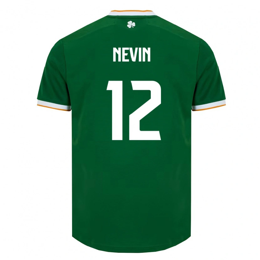 Danxen Hombre Camiseta Irlanda Harry Nevin #12 Verde Oscuro Blanco 1ª Equipación 26-28 La Camisa