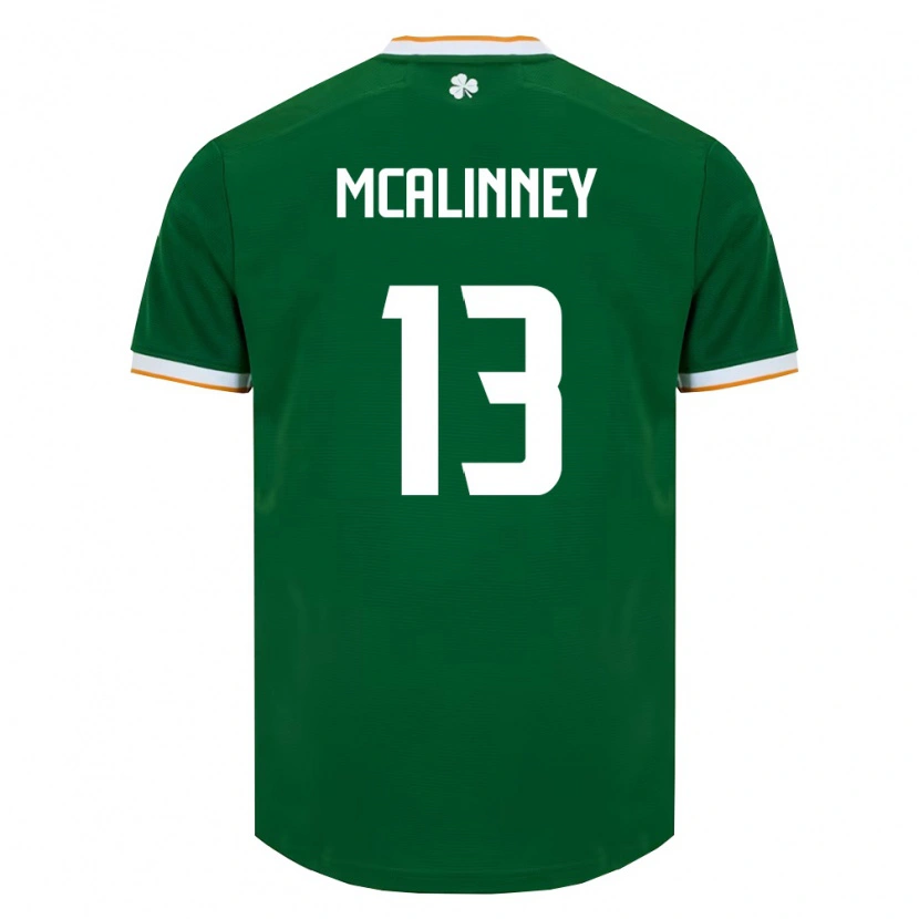 Danxen Hombre Camiseta Irlanda Liam Mcalinney #13 Verde Oscuro Blanco 1ª Equipación 26-28 La Camisa