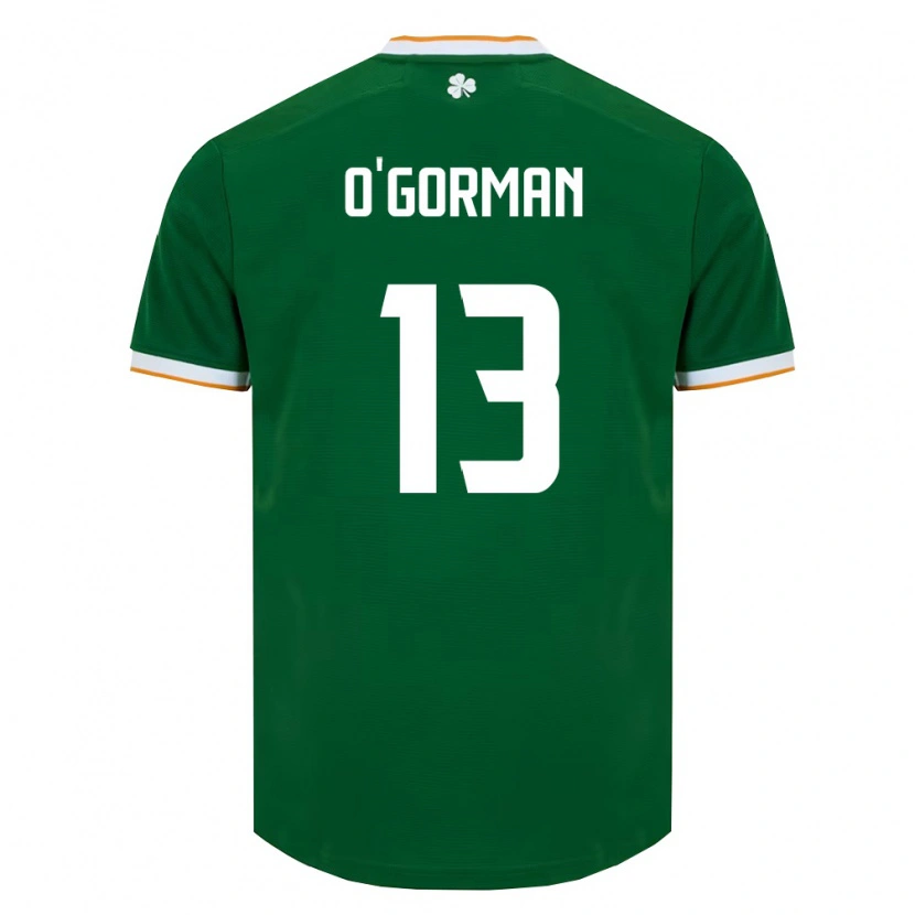 Danxen Hombre Camiseta Irlanda Áine O'gorman #13 Verde Oscuro Blanco 1ª Equipación 26-28 La Camisa