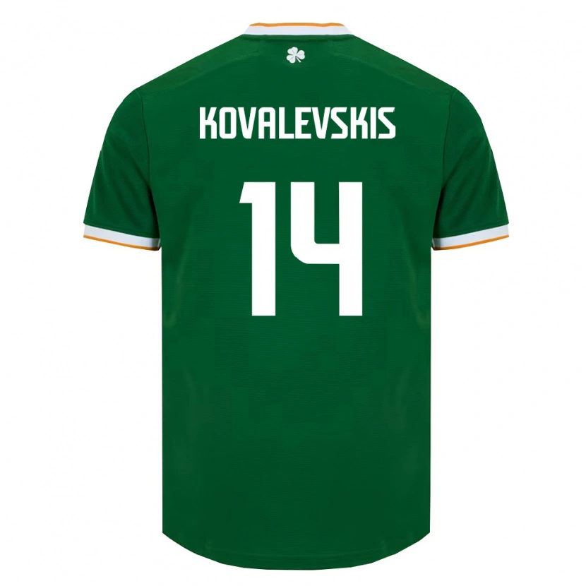 Danxen Hombre Camiseta Irlanda Max Kovalevskis #14 Verde Oscuro Blanco 1ª Equipación 26-28 La Camisa