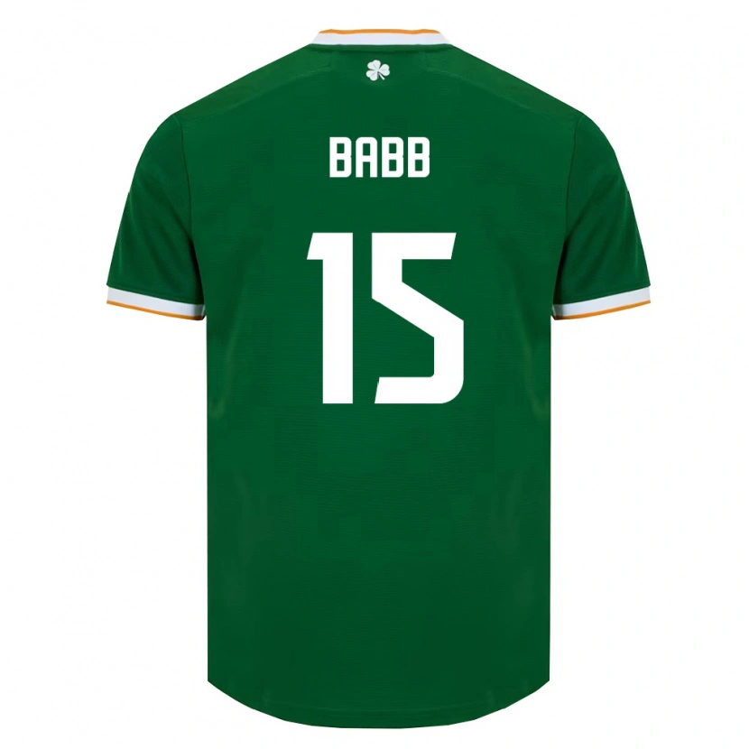 Danxen Hombre Camiseta Irlanda Daniel Babb #15 Verde Oscuro Blanco 1ª Equipación 26-28 La Camisa