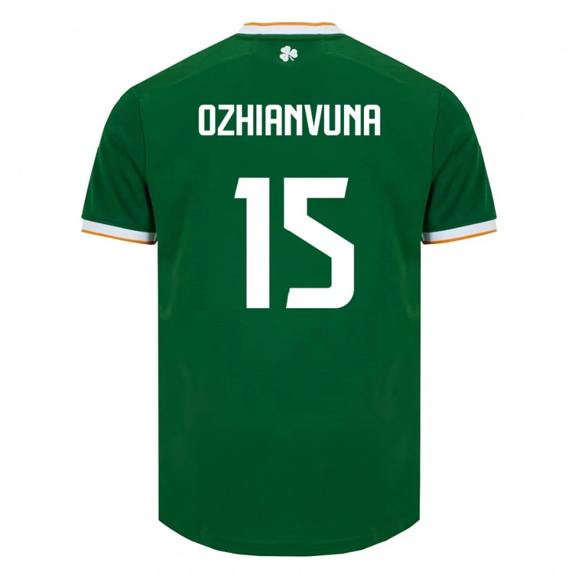 Danxen Hombre Camiseta Irlanda Victor Ozhianvuna #15 Verde Oscuro Blanco 1ª Equipación 26-28 La Camisa