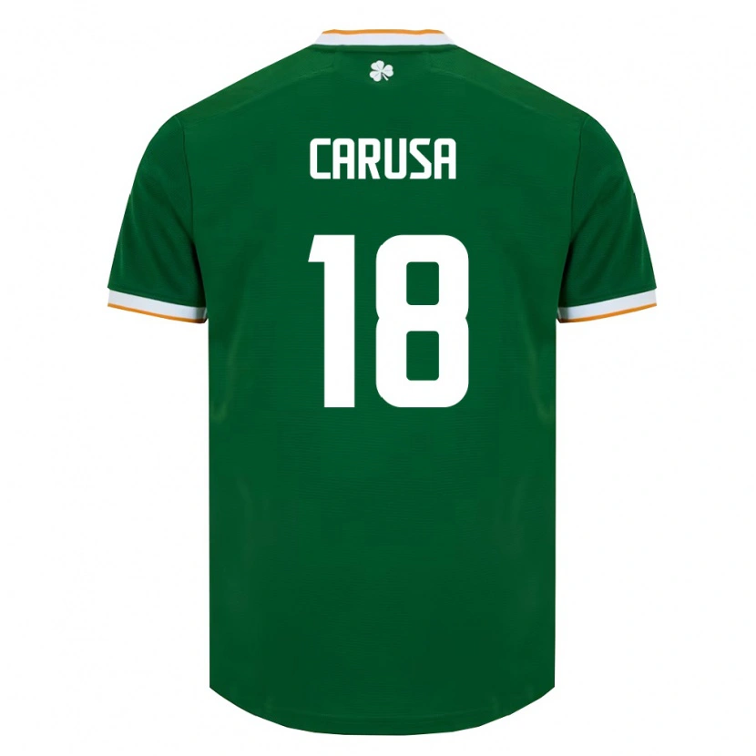 Danxen Hombre Camiseta Irlanda Kyra Carusa #18 Verde Oscuro Blanco 1ª Equipación 26-28 La Camisa