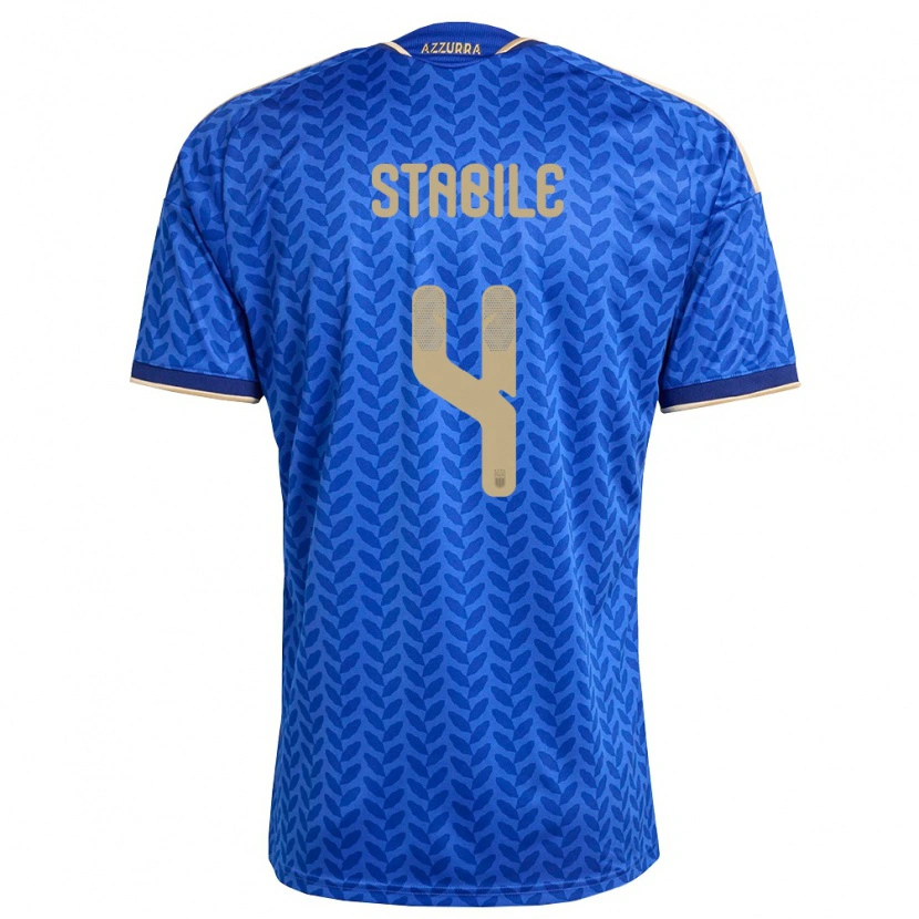 Danxen Hombre Camiseta Italia Giacomo Stabile #4 Azul Marino Oro 1ª Equipación 26-28 La Camisa
