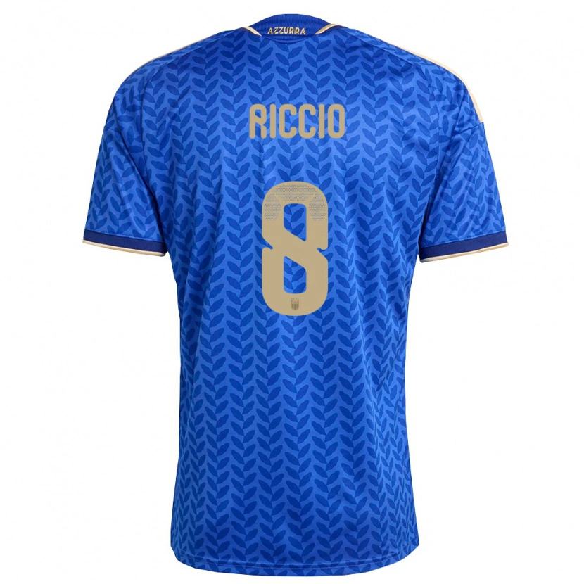 Danxen Hombre Camiseta Italia Lorenzo Riccio #8 Azul Marino Oro 1ª Equipación 26-28 La Camisa