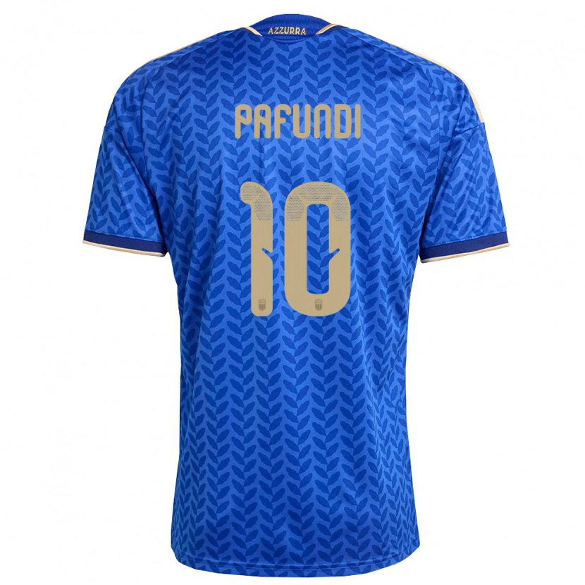 Danxen Hombre Camiseta Italia Simone Pafundi #10 Azul Marino Oro 1ª Equipación 26-28 La Camisa