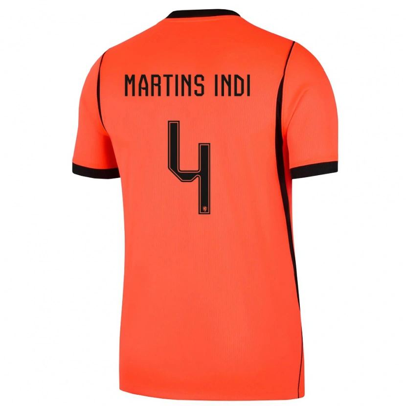Danxen Hombre Camiseta Países Bajos Bruno Martins Indi #4 Naranja Negro 1ª Equipación 26-28 La Camisa