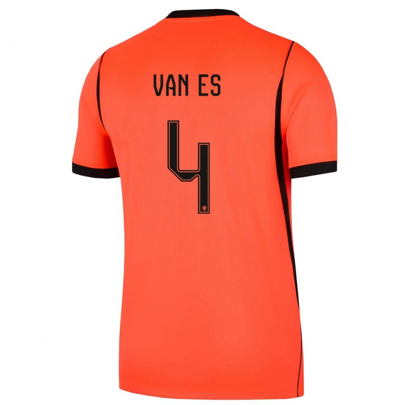 Danxen Hombre Camiseta Países Bajos Kika Van Es #4 Naranja Negro 1ª Equipación 26-28 La Camisa