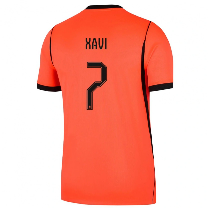 Danxen Hombre Camiseta Países Bajos Xavi Simons #7 Naranja Negro 1ª Equipación 26-28 La Camisa