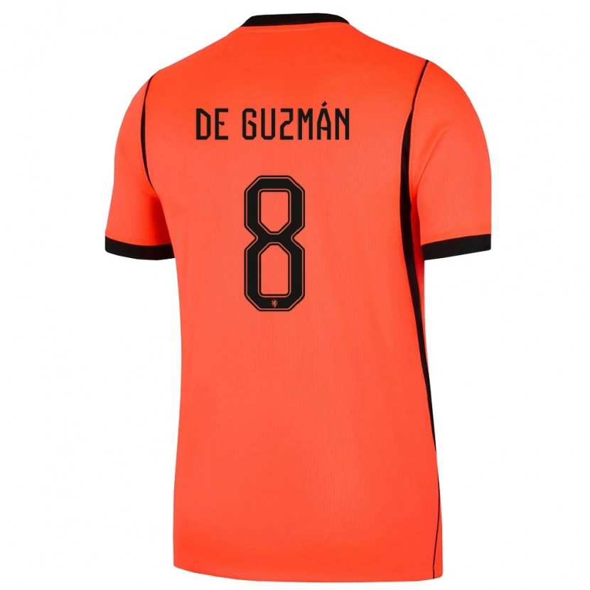 Danxen Hombre Camiseta Países Bajos Jaden De Guzmán #8 Naranja Negro 1ª Equipación 26-28 La Camisa