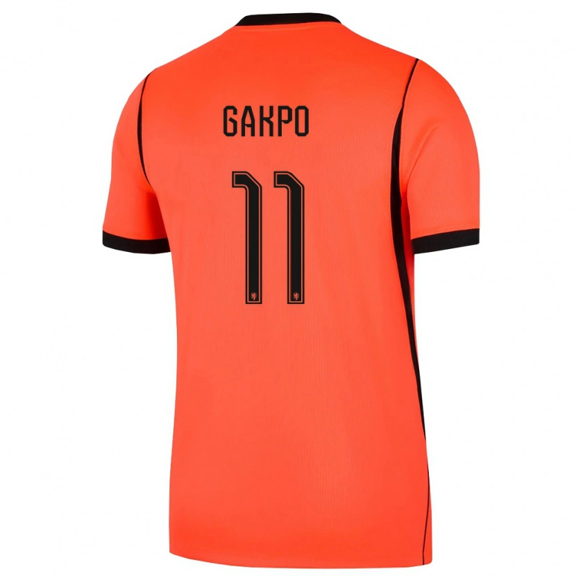Danxen Hombre Camiseta Países Bajos Cody Gakpo #11 Naranja Negro 1ª Equipación 26-28 La Camisa