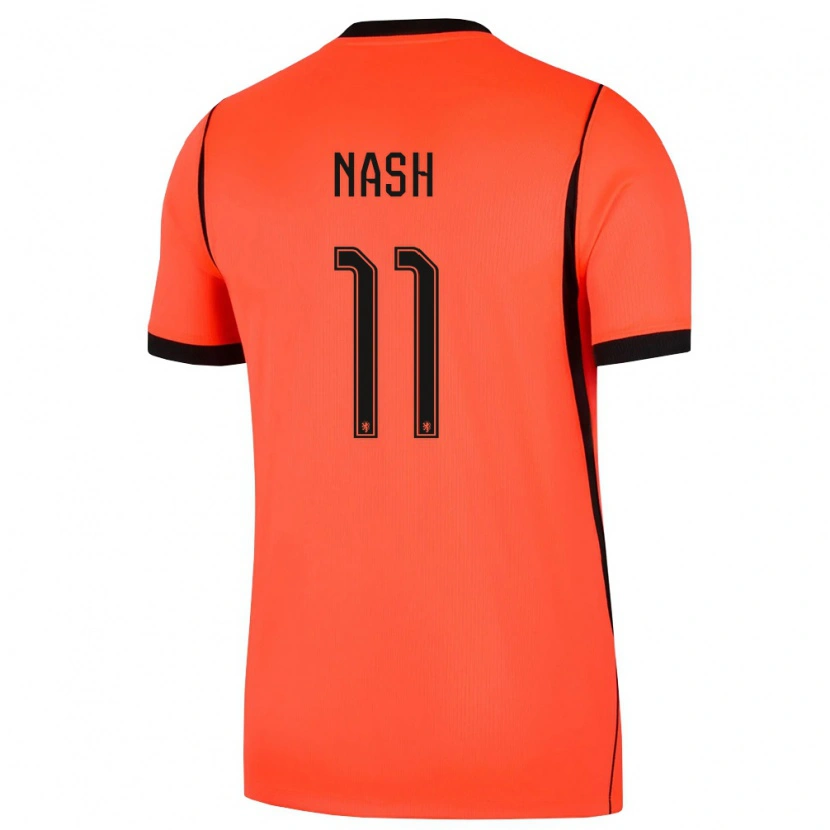 Danxen Hombre Camiseta Países Bajos Pharell Nash #11 Naranja Negro 1ª Equipación 26-28 La Camisa